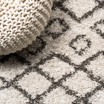Gray and Ivory Moroccan Diamond Shag 4' x 6' Area Rug