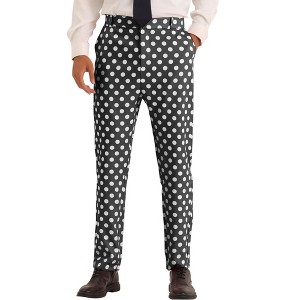 Lars Amadeus Men's Unique Polka Dots Flat Front Formal Printed Trousers - 1 of 4