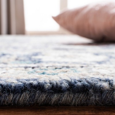 Handmade Blue Wool Tufted Round Area Rug