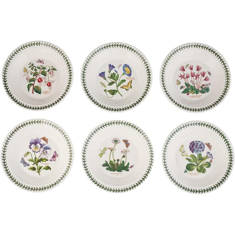 Portmeirion Botanic Garden Soup Plate/Bowl, Set of 6, Fine Earthenware, Made in England - Assorted Floral Motifs, 8.5 Inch, 2 of 7
