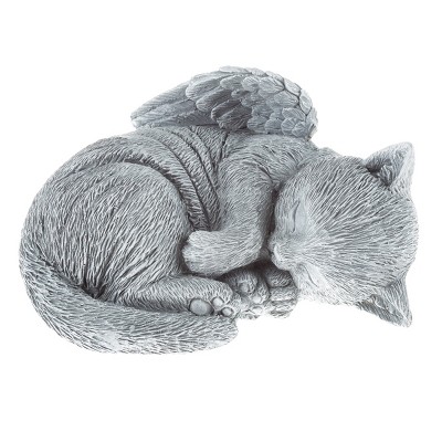 Nature Spring Sleeping Angel Cat Memorial Statue - Stone-Look Garden Grave Marker