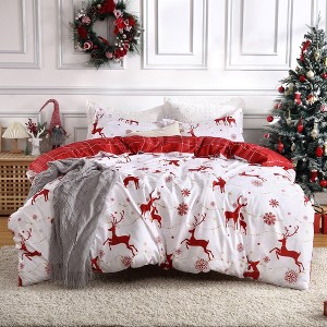 3 Piece Christmas Duvet Cover Bedding Set - 1 of 4