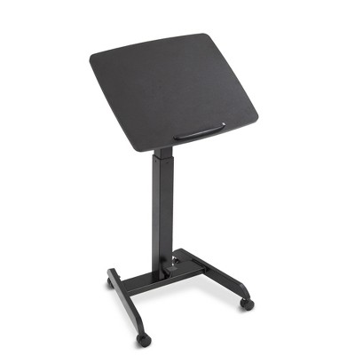 Black Adjustable Mobile Podium with Tilting Desktop