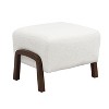 Sapphtopaz Modern Ottoman with Boucle Upholstered Versatile Foot Stool with Wooden Legs Small Vanity Stool for Living Room, Entryway, White - 3 of 4