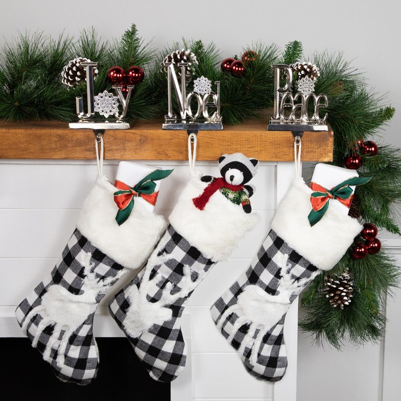 Northlight Set of 3 Silver Peace, Joy and Noel Metal Christmas Stocking Holders 6.5", 2 of 3