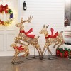LuxenHome 3-Piece Natural and Plastic Rattan Running Reindeer Holiday Decoration Set with Lights Brown - 2 of 4
