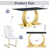 FURNIinspire Dining Sets Table And Chair Set For Dining Rooms, 63"*31.5" Sintered Stone Dining Table And 6 White Dining Chairs With Golden Metal Legs - 3 of 4