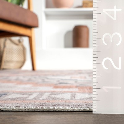 Leighton Light Orange Southwestern Washable Synthetic Area Rug