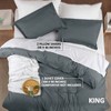 King Size Duvet Cover Set of 3 with Zipper - 104x90 Comforter 2x20x36 Shams, Grey - 2 of 4