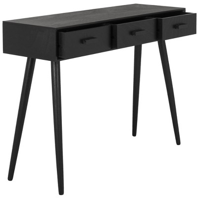 Transitional Black Rectangular Console Table with 3 Drawers