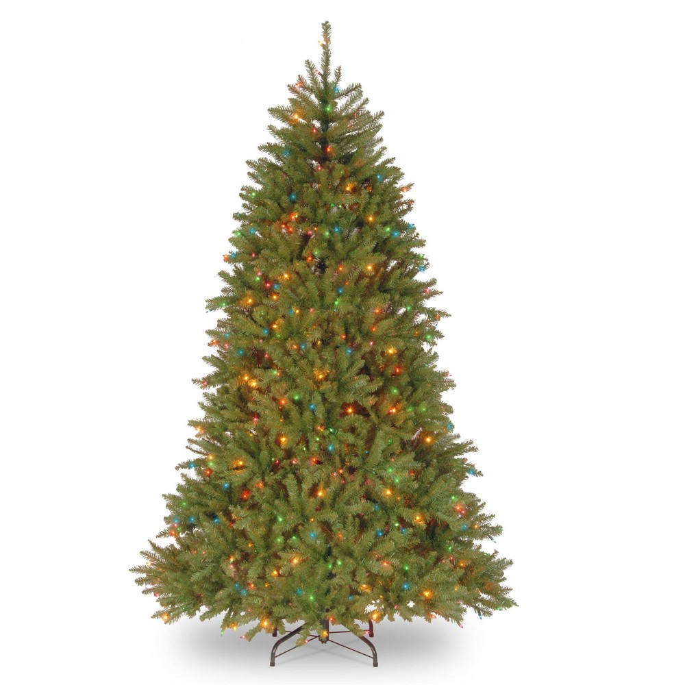 7.5ft National Christmas Tree Company Full Dunhill Fir Hinged Artificial Christmas Tree 750ct Bulb Multicolored