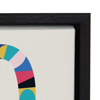 Mid Century Modern Multicolor Lemur Framed Canvas Art, 18x24