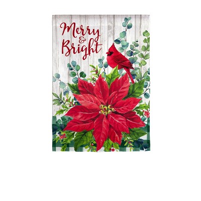 Evergreen Merry and Bright Poinsettia Garden Strié Flag