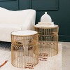 Set of 2 Vernway Side Tables White/Gold - Signature Design by Ashley: Marble Top, Contemporary Living Room Furniture Set - 3 of 4