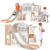 COZONY 8-in-1 Toddler Slide Set with Basketball Hoop, Steering Wheel, Tunnel & Storage, Freestanding Playground - 3 of 4