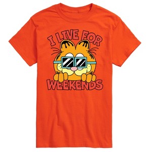 Men's - Garfield - I Live For Weekends Short Sleeve Graphic T-Shirt - 1 of 4