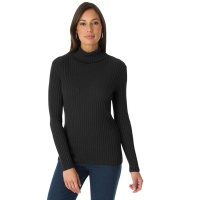 Jessica London Women's Plus Size Ribbed Cotton Turtleneck Sweater