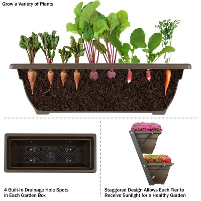 Brown 5-Tier Vertical Outdoor Planter with Steel Frame