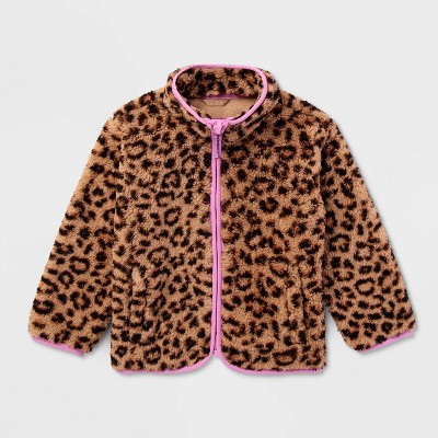 Детские куртки Cat & Jack Toddler Girls' Leopard Print Fleece Jacket - Cat & Jack™ Brown/Pink 5T — фото 2
