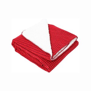 Corduroy Sherpa Throw Blanket Red - Design Imports