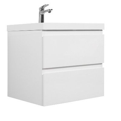 Bencmate Bathroom Storage Cabinets, Floating Bathroom Vanity with Sink, Modern Wall-Mounted Bathroom Storage, White,23.62"*19.69"*22.44"