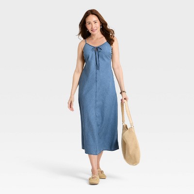 Женские платья Universal Thread Women's Chambray Maxi Sundress - Universal Thread™ Blue M — фото 2