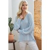 Slickblue Powder Blue Ribbed V Neck Long Sleeve Top, Cozy Lightweight Fabric, Casual & Relaxed Fit, S - 3 of 4