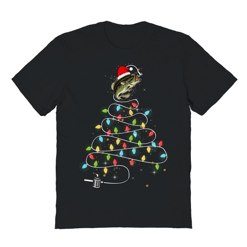 Rerun Island Men's Christmas Fish Lights Short Sleeve Graphic Cotton T-Shirt - image 1 of 1