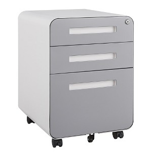 3 Drawer Mobile File Cabinet With Lock, Metal Under Desk Rolling Filing Cabinets, Fully Assembled 5-wheel Office Cabinet For Home Office Letter/A4 - 1 of 4