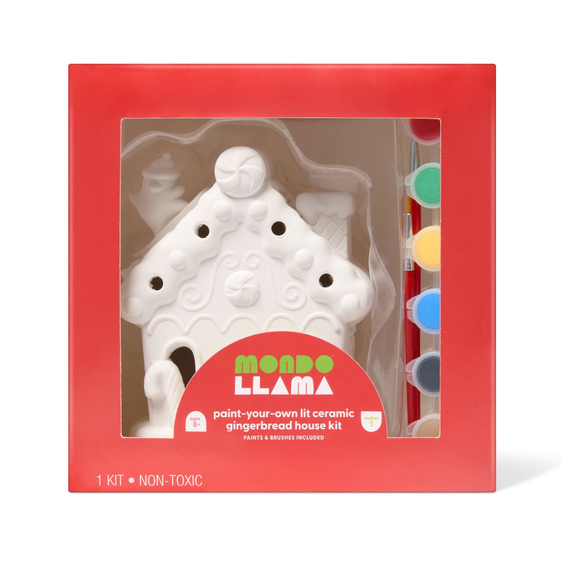Christmas Craft Lit Ceramic Gingerbread House Painting Activity Kit - Mondo Llama™
