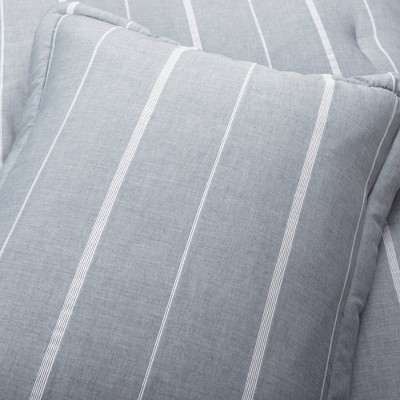 King Blue and Off-White Cotton Striped Comforter Set