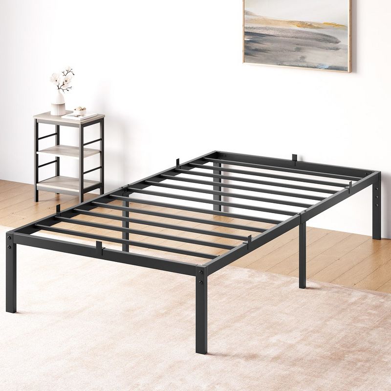 Whizmax 14 Inch Bed Frame with Storage,Metal Platform Bed Frame No Box Spring Needed Steel Slat Support, Black, 1 of 8