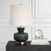 Uttermost Trentino Emerald Green Table Lamp – 28"H Mid-Century Modern Glass Base with Brass Accents & Linen Shade - 3 of 4