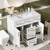 36"W Bathroom Vanity with Resin Sink, Bathroom Storage Cabinet with  4 Soft Close Drawers, 1 Adjustable Shelf, 2 Soft Close Doors, White-ModernLuxe - 2 of 4