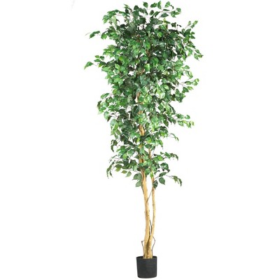 84" Artificial Ficus Tree in Pot Black - Nearly Natural