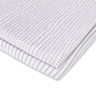 Grey Stripe and Splash Cotton Jersey Bassinet Sheet Set