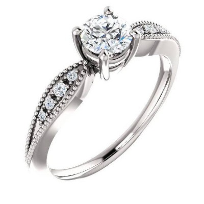 Pompeii3 5/8ct Diamond Engagement Ring Antique 14k White Gold Round Cut