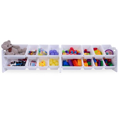 White Stackable Toy Organizer with 16 Removable Bins