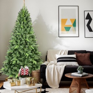 Resenkos Artificial 7.5ft  Christmas Tree with 2155PVC/Hard Needle Mixed Branch Tips, memory wire+iron wire - 1 of 4