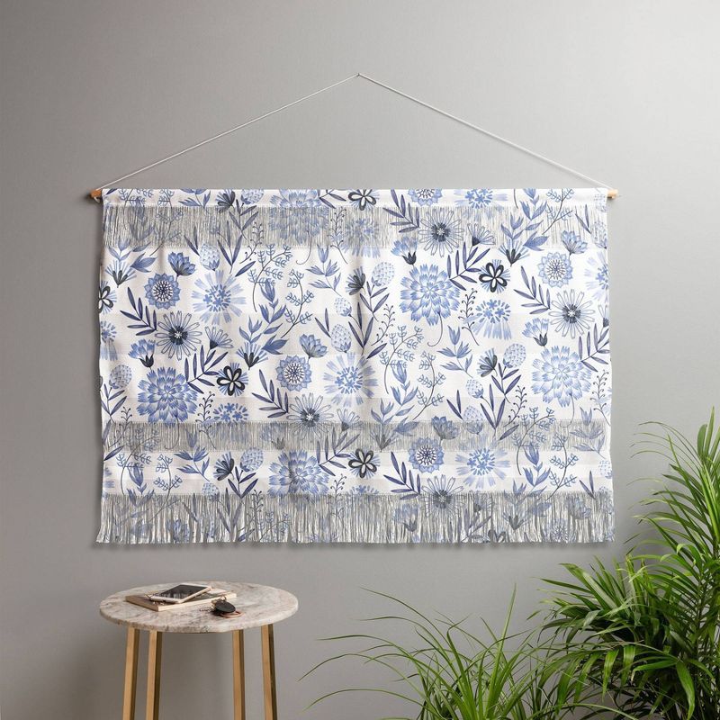 47"x32" 3pc Pimlada Phuapradit Blue And White Floral Wall Hanging Landscape Tapestries Blue - Deny Designs, 3 of 7