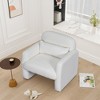 Vynxaria 22.8 Inch Modern Minimalist Accent Chairs, Gray Teddy Fleece Chairs with Armrests and Pillow, Ideal for Living Room & Bedroom - 3 of 4