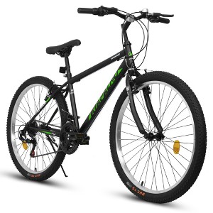YONWAY 24 Inch Carbon Steel Frame Mountain Bike, Front Suspension Sport Bicycle, 21-Speed Dual V-Brake for City Commuters and Short Trip - 1 of 4