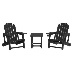 WestinTrends Azura 3-Piece HDPE Plastic Adirondack Patio Chairs With 18" Square Side Table Set - 1 of 4