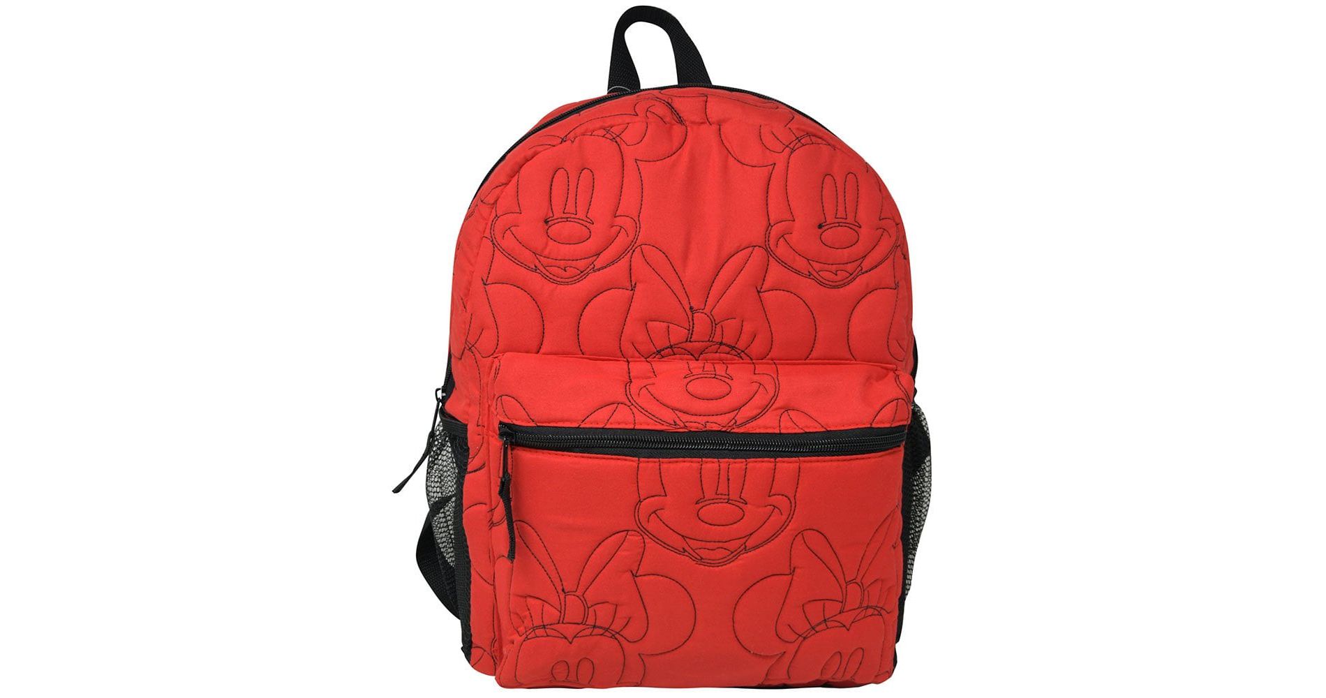 Disney Minnie Mouse 16" Backpack Red Quilted Minnie Head Embroidered for Girls