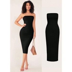 Mocaler Women'S Strapless Slim Fit Bodycon Casual Dinner Dress,Summer Dresses For Women - 1 of 4