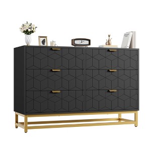 Dresser for Bedroom, 6 Drawer Dresser with Metal Legs, Modern Dressers Chest Organizer with Wide Storage - 1 of 4