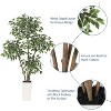Artificial Ficus Tree,Tall Faux Floor Plant with White Tall Planter -Fake Plants for Home Decor Indoor with 3 Natural Trunks & White-Edged Leaves - 2 of 4