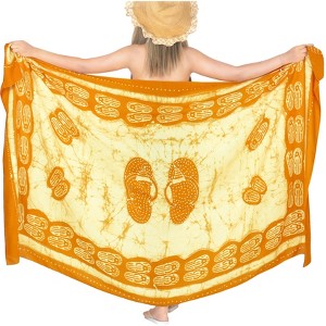 LA LEELA Women's Vacation Swimwear Sarong Wrap Cover up Wraps Long Beachwear Swimsuit Skirts Bathing Suit One Size Gold, Abstract - 1 of 4