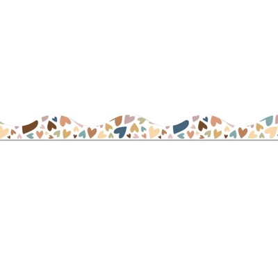 Ashley Productions Magnetic Scallop Border, 12" x 1", Everyone Is Welcome Hearts, 12 Pieces (Pack of 6)