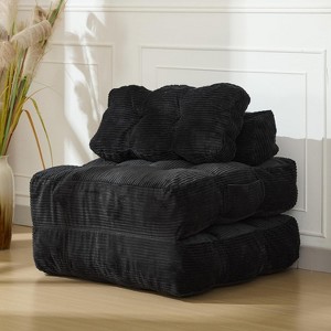 3-in-1 Folding Sofa Bed,Convertible Sleeper w/ Pillow & Back Support, Compact Floor Lounge for Living Room, Bedroom, Guest (Single) - 1 of 4